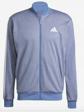 Adidas Blue Melange Track Top JI8848 Zip Up Long Sleeve Jacket Size 2XL NWT